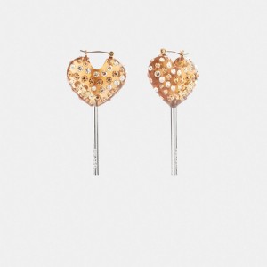 Aretes Coach Heart Lollipop Mujer Plateadas Doradas | CL_CH68271