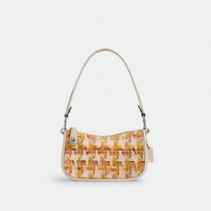 Bolsas Hombro Coach Swinger 20 In Tweed Glovetanned Leather Mujer Multicolor | CL_CH19265