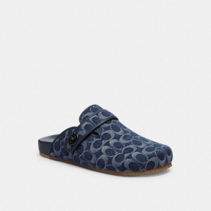 Sandalias Coach Blake Clog In Signature Denim Denim Hombre Azules | CL_CH39108