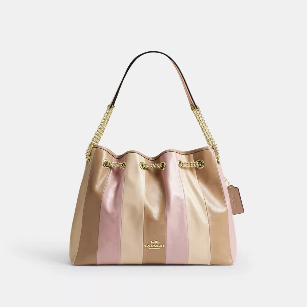 Bolso de hombro Evelyn con patchwork a rayas