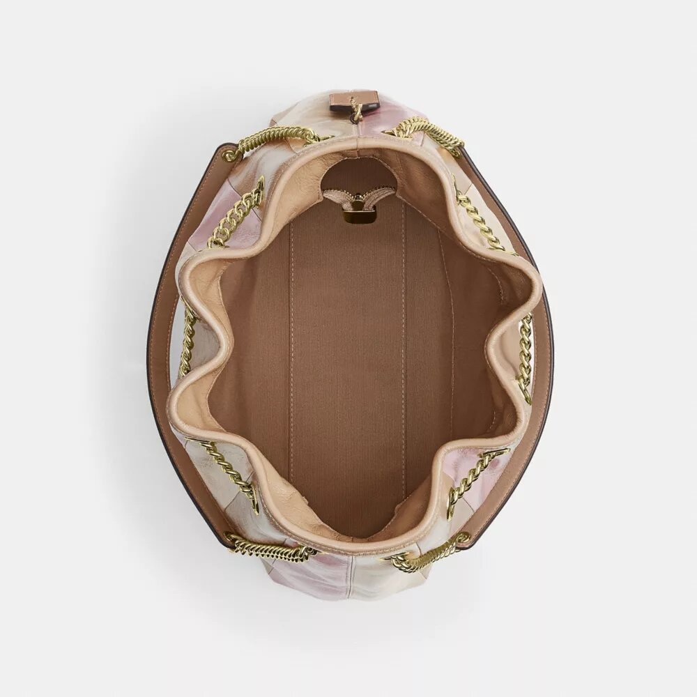 Bolso de hombro Evelyn con patchwork a rayas