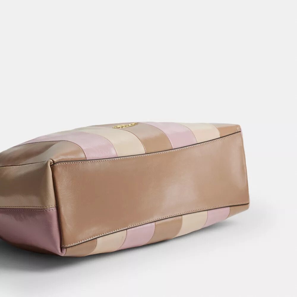 Bolso de hombro Evelyn con patchwork a rayas