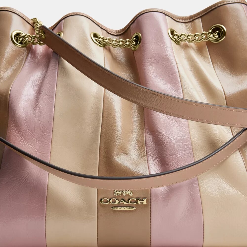 Bolso de hombro Evelyn con patchwork a rayas