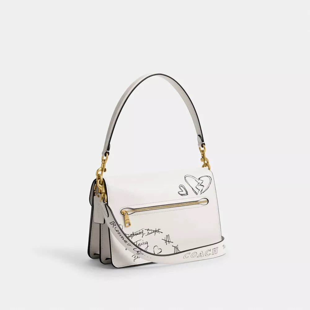 Bolso de hombro Tabby con lengüeta de cadena y estampado Sketch
