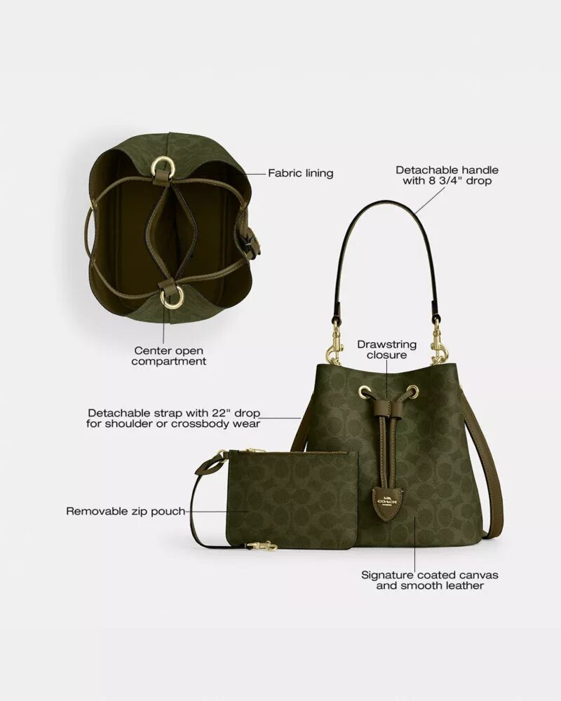 Bolso tipo cubeta Rowan en Signature Canvas