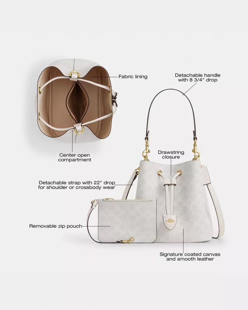 Bolso tipo cubeta Rowan en Signature Canvas