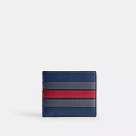 Cartera con ventana para identificación y rayas universitarias