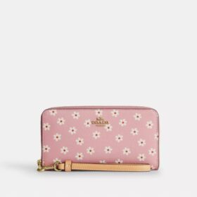 Cartera larga con cierre de cremallera alrededor y estampado floral