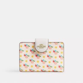 Cartera mediana con cremallera en la esquina y estampado floral