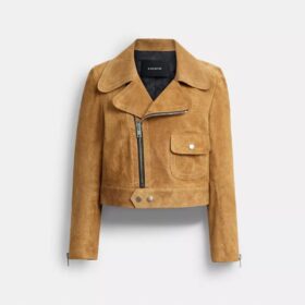 Chaqueta asimétrica de gamuza