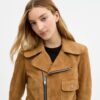 Chaqueta asimétrica de gamuza