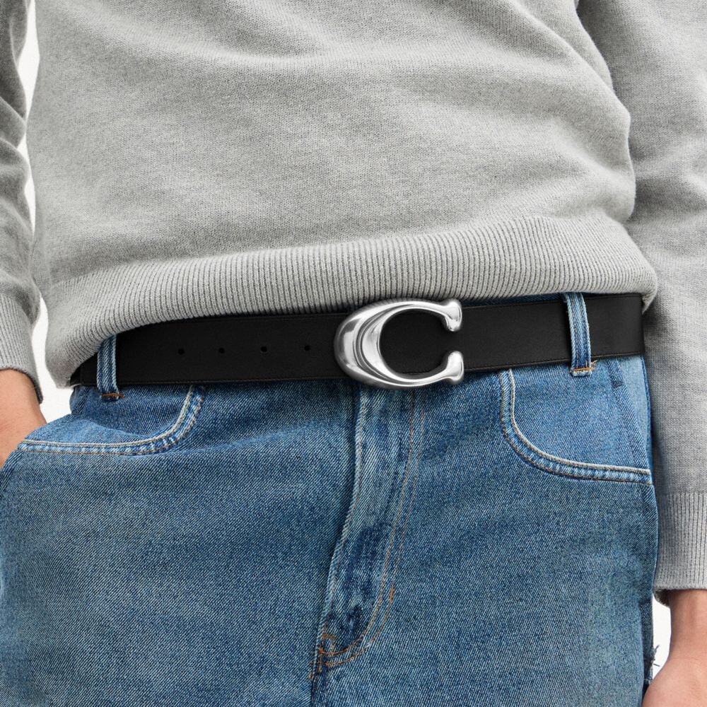 Cinturón reversible con hebilla con la letra C esculpida, 38 mm