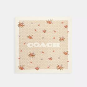 Pañuelo cuadrado de seda con estampado exclusivo de flores de primavera